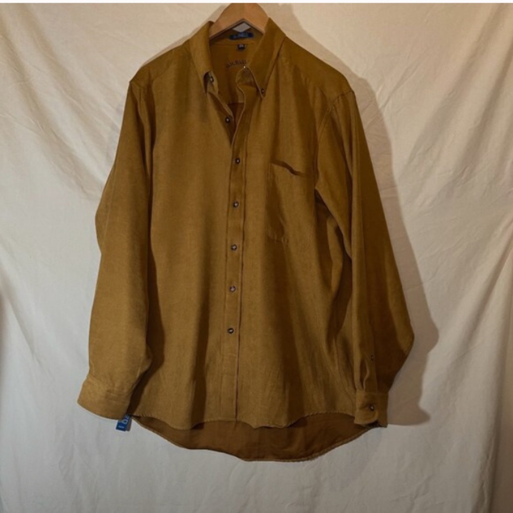 GH Bass & Co Mens Shirt Micro Suede Oxford Button Collar Sz 16 1/2 34/35